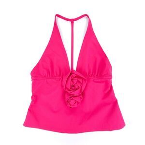 NWT Zara 90s Rosette Halter Top Fuchsia Pink Romantic French Soft Girl Lolita
